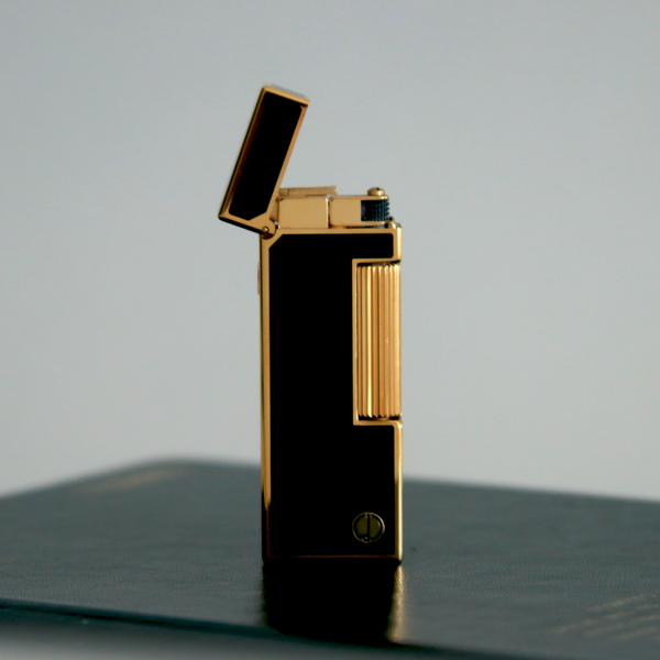 Vintage Dunhill Gold and Black Rollagas Gas Lighter