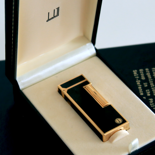 Vintage Dunhill Gold and Black Rollagas Gas Lighter