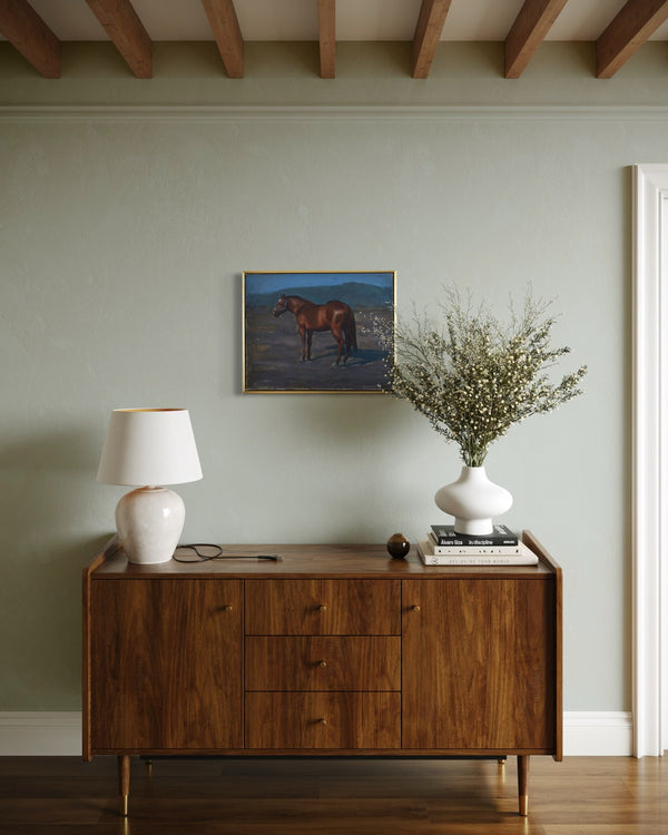 Framed Horse Oil Painting "Stillness at Dusk"