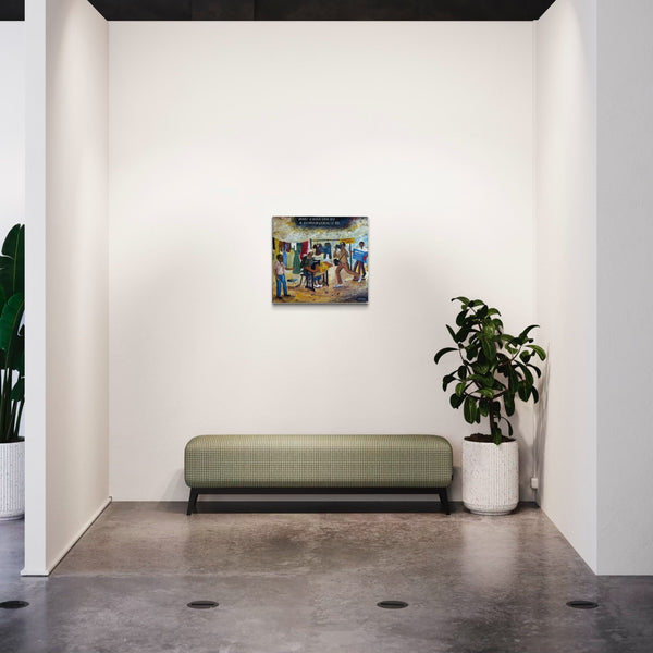 Joseph Bertiers "What a Man Can Do a Woman Can Also Do" Oil on Wood Painting