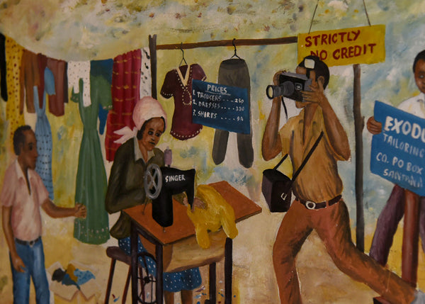 Joseph Bertiers "What a Man Can Do a Woman Can Also Do" Oil on Wood Painting