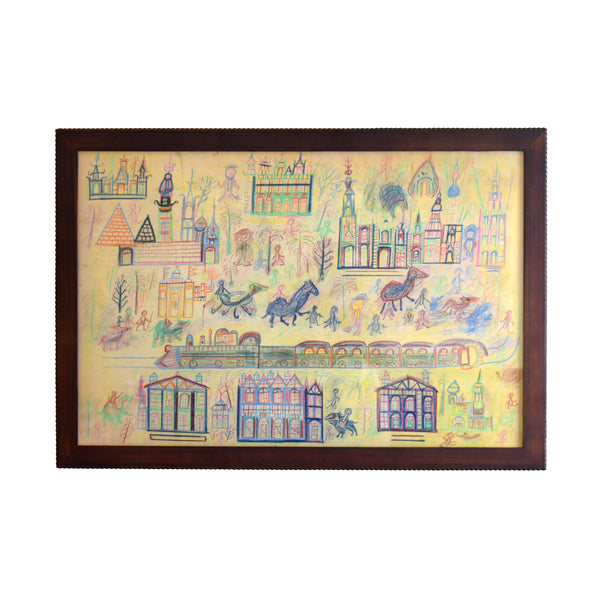 Self-Taught Artist Wax Stick Drawing