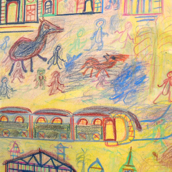 Self-Taught Artist Wax Stick Drawing