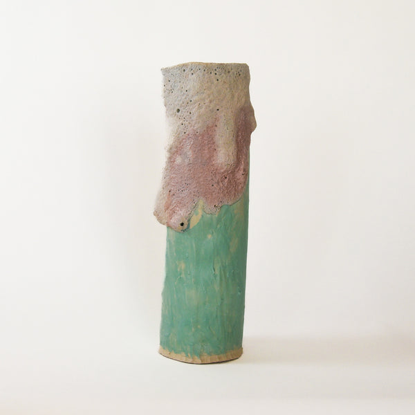Alice Lang Sculptural Ceramic Vessel Green / Pale Top