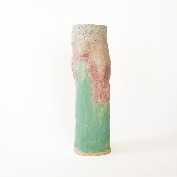 Alice Lang Sculptural Ceramic Vessel Green / Pale Top