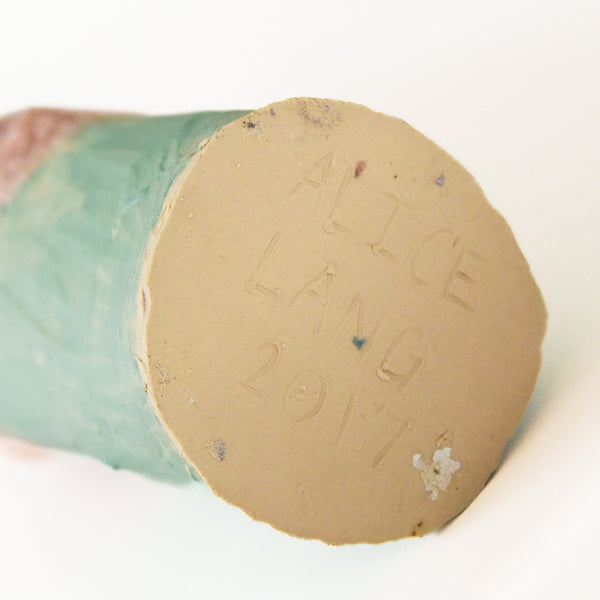 Alice Lang Sculptural Ceramic Vessel Green / Pale Top