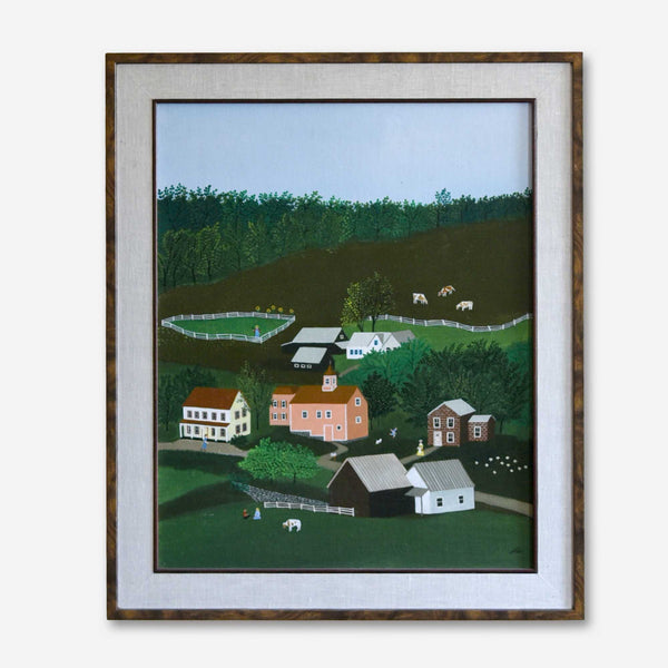 Signed Folk Landscape of Rural American Homestead, 1970s