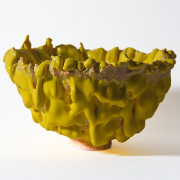 Kiyoshi Kaneshiro — Yellow Dripping Sculptural Bowl