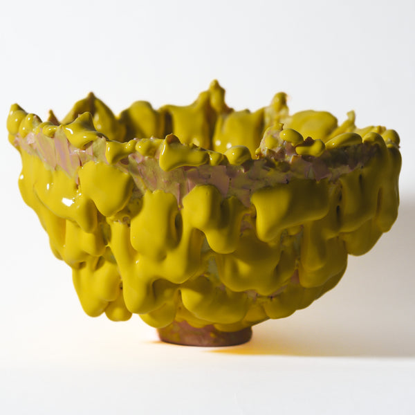 Kiyoshi Kaneshiro — Yellow Dripping Sculptural Bowl