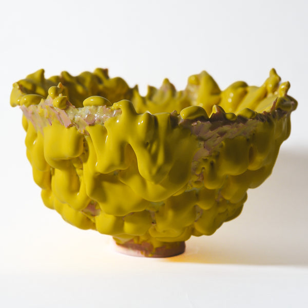 Kiyoshi Kaneshiro — Yellow Dripping Sculptural Bowl
