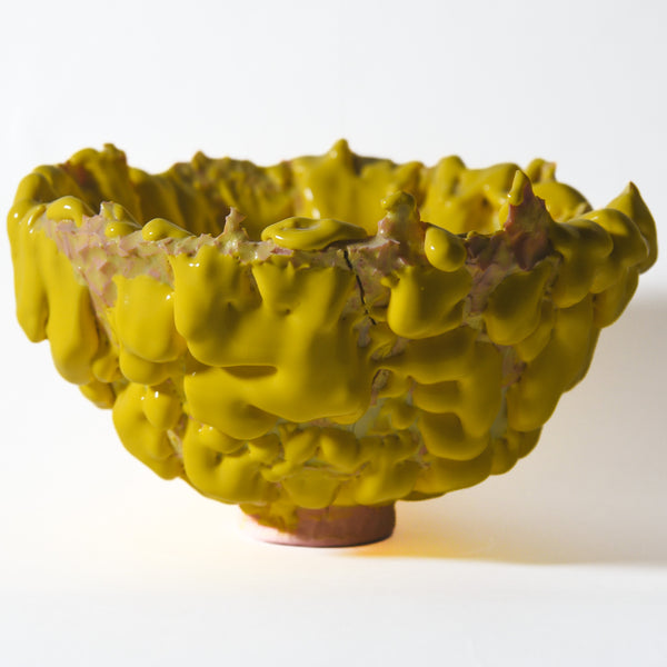Kiyoshi Kaneshiro — Yellow Dripping Sculptural Bowl