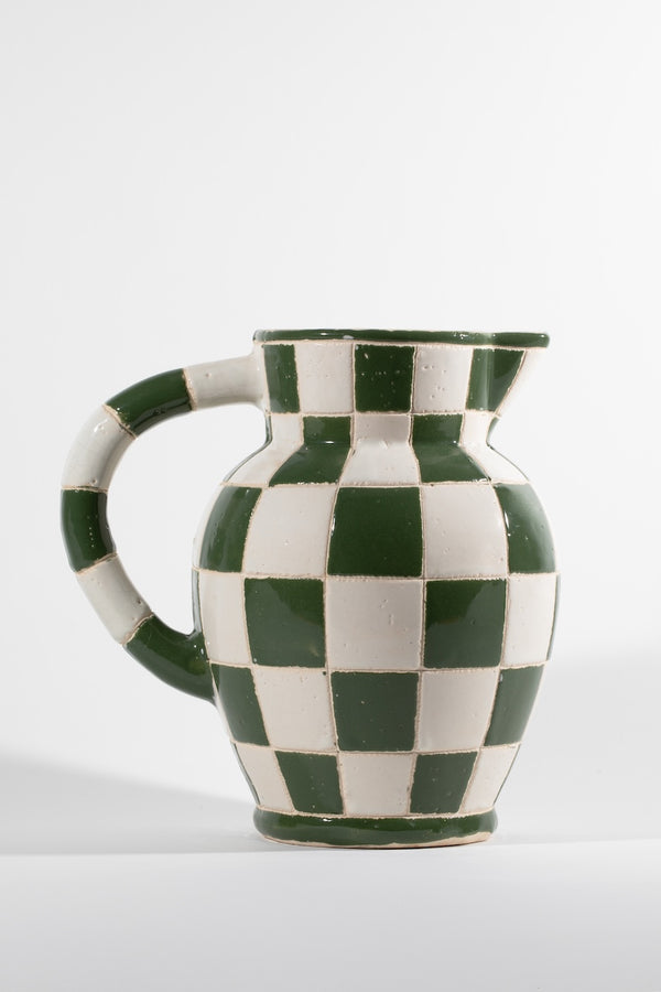Checkered Mid Century Ceramic Pitcher
