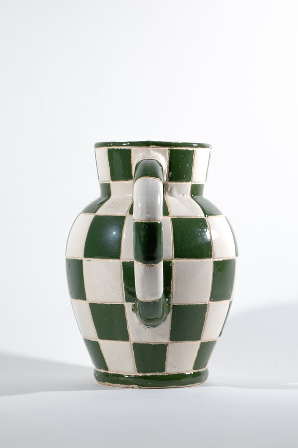 Checkered Mid Century Ceramic Pitcher